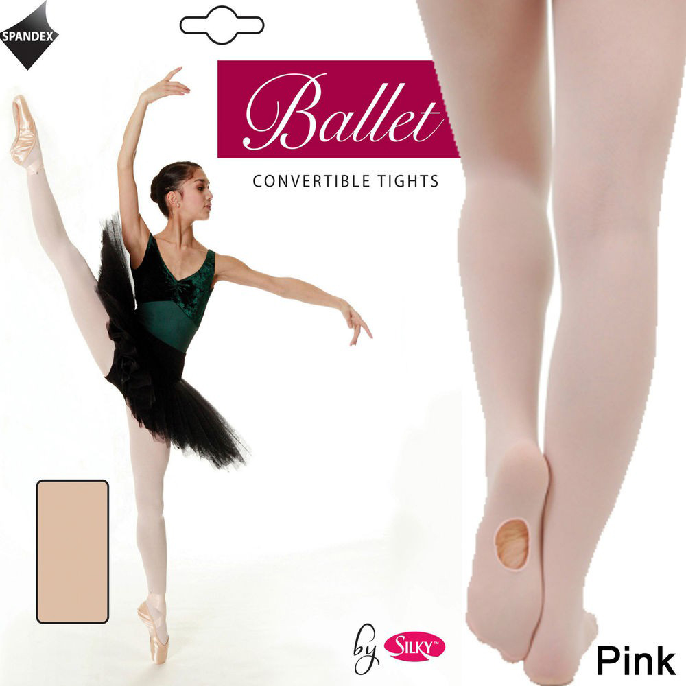 Silky convertible ballet tights- Pink - Dance Store Direct